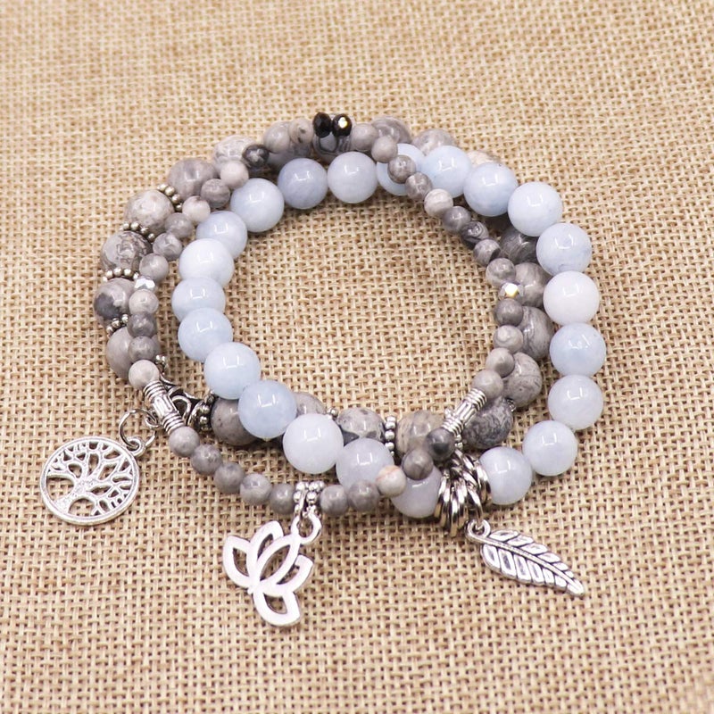 UEUC Tree of Life Yoga Healing Stone Bracelets,Multilayer Lotus Chakra Stone Reiki Bracelet Sets,Anxiety Crystal Natural Stone,for Women Stress Relief - Image 2